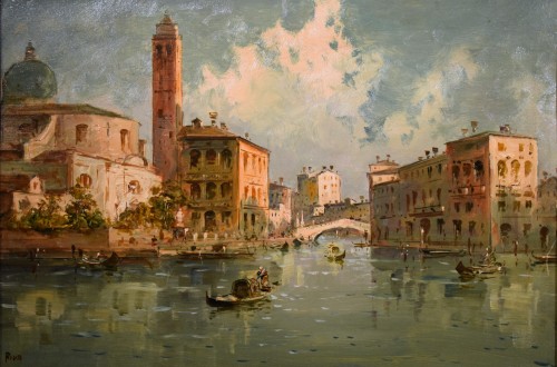 Venise, le Grand Canal à Cannaregio - Giuseppe Riva (1834-1916) - Tableaux et dessins Style Napoléon III